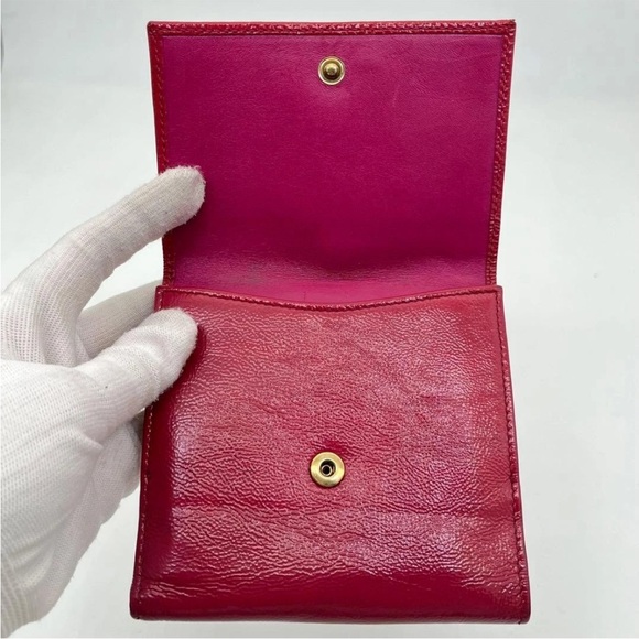 Yves Saint Laurent Red Leather Wallet - Picture 9 of 13